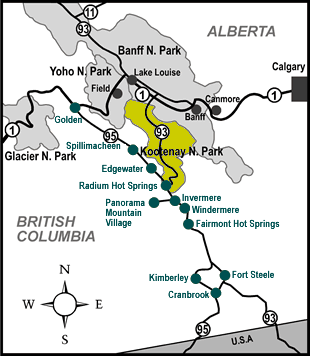 Map of Kootenay National Park Location